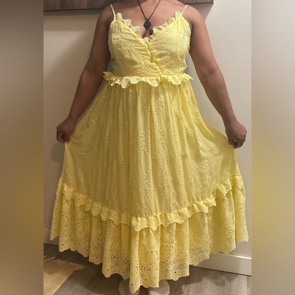 Yellow Eyelet Lace Dress
